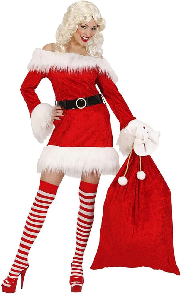 Stor röd julklappspåse i sammet, juldekoration
