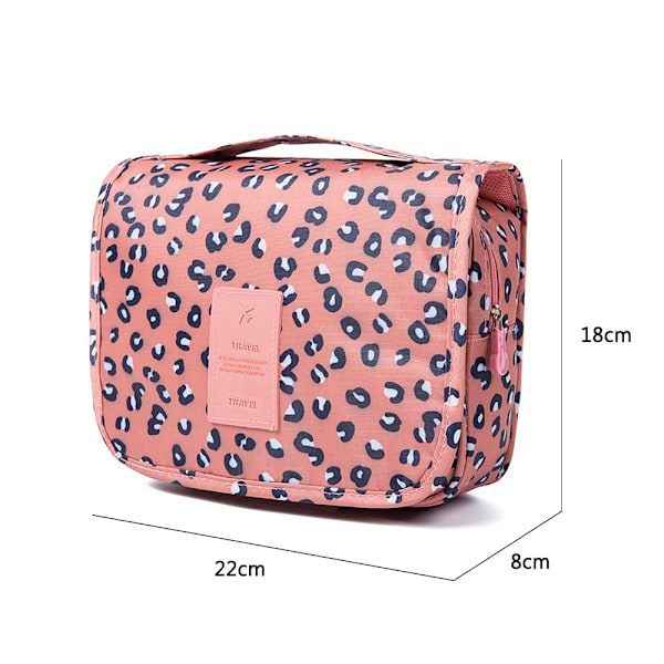 Essential Traveler: Portabel Toalettväska, Krokdesign Slitstarkt Material För Män Och Kvinnor, Rosa Leopardtryck