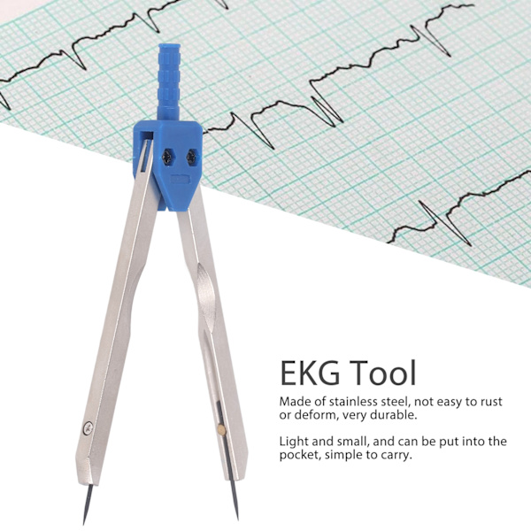 EKG-tångar i rostfritt stål 0‑2,4 tum linjal ritverktyg för mätning för sjuksköterska Blå