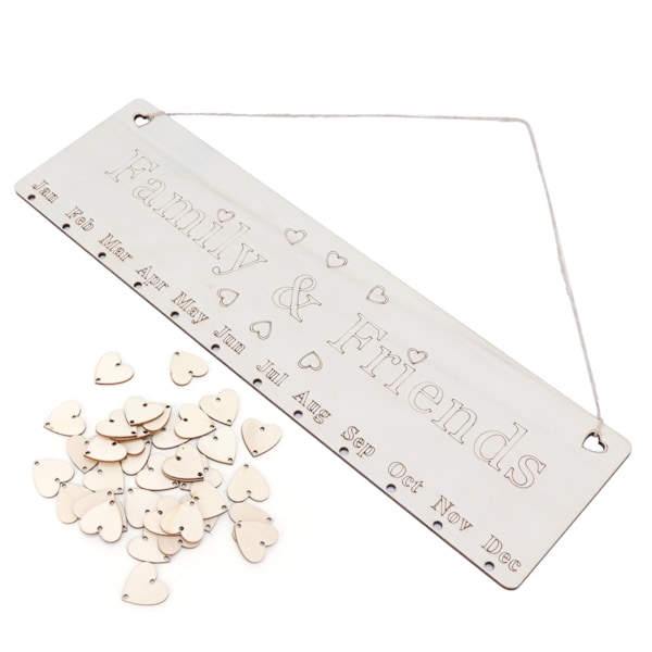 Trebursdagstavle DIY Bursdagsminnertavle Kalender Hjem Ornament Dekor for Hjemmet