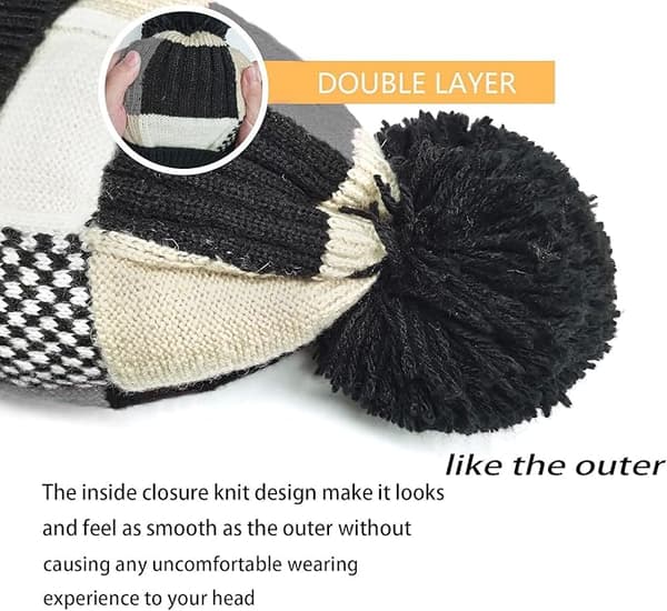 Sorte Beanies Huer til Kvinder Strikket Beanie Hue Pompom Vinter Varm