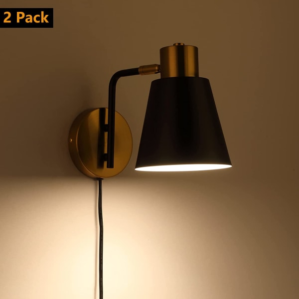 Vägglampa med stickkontakt, modern roterbar vägglampa med stickkontakt