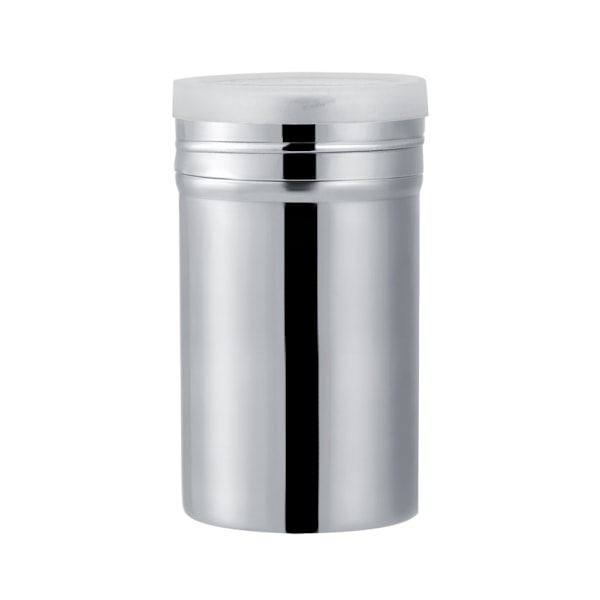 Köksredskap i rostfritt stål, elegant modern design kakaopulverskakare med finmaskigt nät för jämn ströning, återanvändbar pulverförvaringsbehållare för