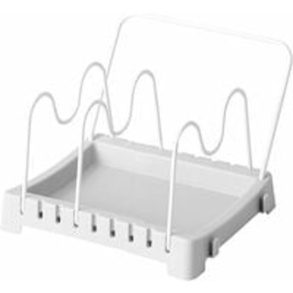 Grydeholder, Låg Holder, Grydelåg Holder, af PP + Ståltråd, Holdbar, U-Formet Bøjle, Justerbar (1 stk., Grå)