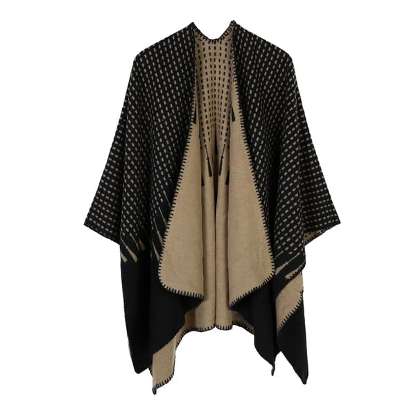 Dam Poncho Ull Vinter Oversize Filt Sjal Extra Stor Kn