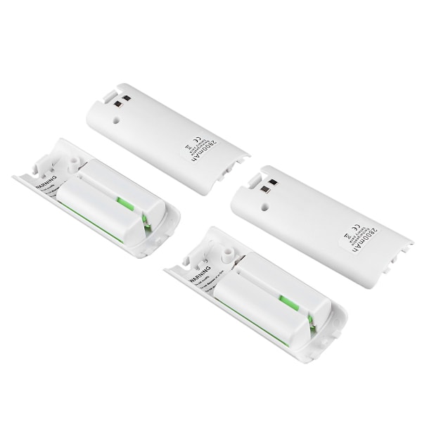 Hvit 4-i-1 ladestasjon med 4 stk 2800mAh batteri for Wii / Wii U-fjernkontroller 2800mAh batteri