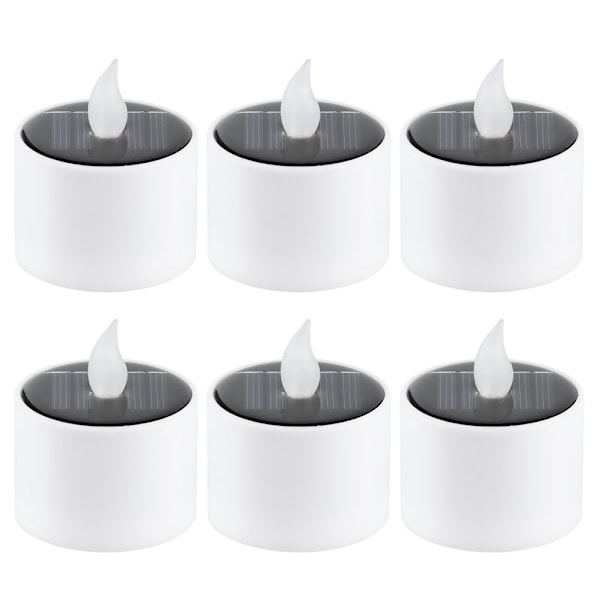 6 stk. Stearinlys LED Dekorative Solcelle Vandafvisende Elektronisk Lys til Husholdningsbelysning Gul