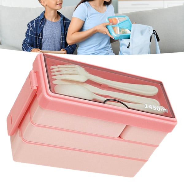 Vaaleanpunainen Bento-laatikko Aikuisten Lounaslaatikko 3 Kerrosta Pinottava Lounasastiakokoelma 4 Lokerolla Työhön Kouluun Piknikille