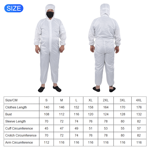 Skyddande overall i polyester, statiskt resistent, dammtät, partikelsäker arbetskläder för SMT-verkstad 4XL