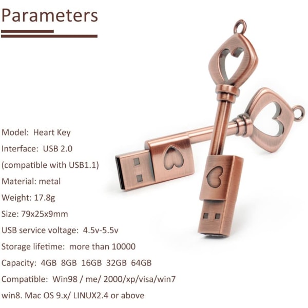 1st USB -minne, nyckelform, ny och praktisk, 16GB