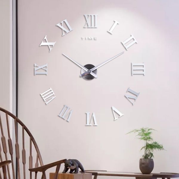 Coraltree DIY 3D Veggklokke Moderne Lydløs Stor Veggklokke XXL Stum