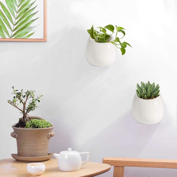Minimalistisk Design Keramiska Väggkrukor För Hemmakontor, Högglansig Finish, Utan Dräneringshål, Multifunktionell Kruka För Luftväxter, Krukväxter