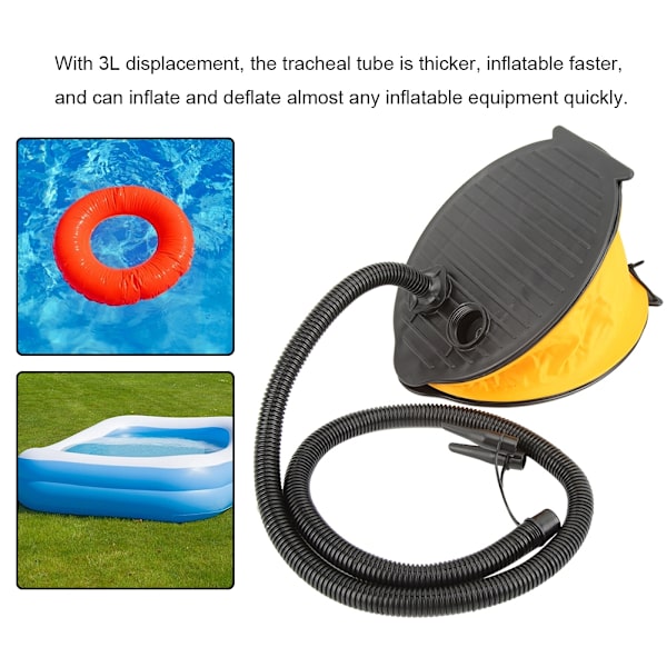 3L Oppblåsbar Fotpumpe Stor Gul Luftpumpe For Svømme Ring Madrass (Stor Fotpumpe)