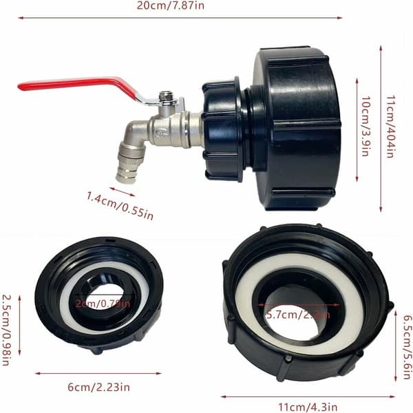 1 stk. Vandhane Tankforbindelse 1000L IBC Tank Adapter Tank Adapter S10