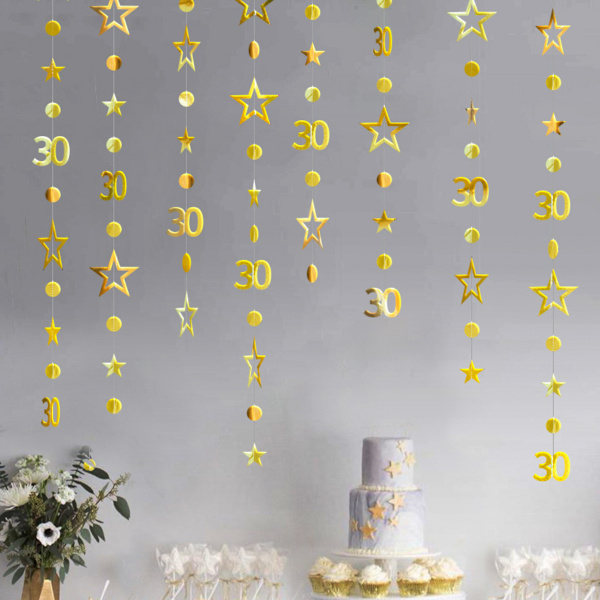 Tal 30 Runde Polka Dots Blinkende Stjerner Krans Sæt Metal