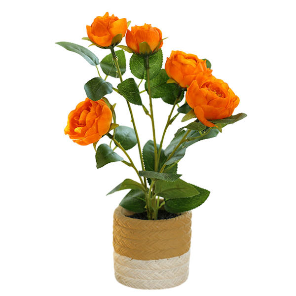Konstgjord blomma femhuvud liten te ros bonsai växt