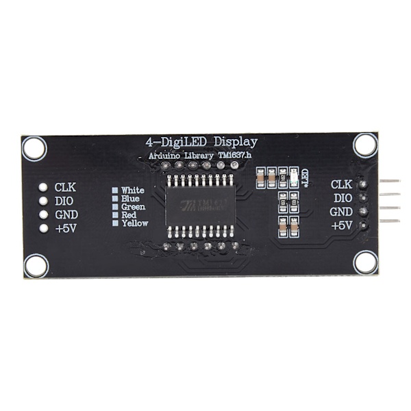 LED-displaymodul med 4 siffror, 7-segments, passar för Arduino, bibliotek TM1637.h, gul