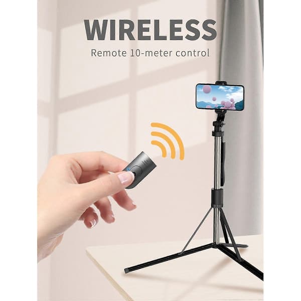 Multifunksjonell Trådløs Bluetooth Selfie Stick Sammenleggbart Mini Stativ Mobiltelefonholder For Ios Og