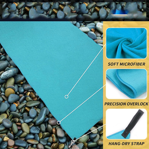 Mikrofiber Reshanduk för Resa i Olika Storlekar Snabbtorkande Svettabsorberande Allmänt Använd Badhandduk för Gym Sport Utomhus Ljusblå