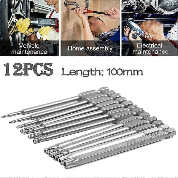 13-delt 100mm Torx Lang Skruetrækkerbits Sæt, Magnetisk Torx Bit Sæt T6-t40, 1/4 Tomme Hex Elektrisk Skru