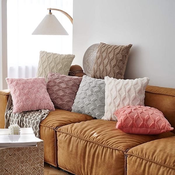 Set med 2 supermjuka konstgjorda ull lyxiga stil päls kuddfodral
