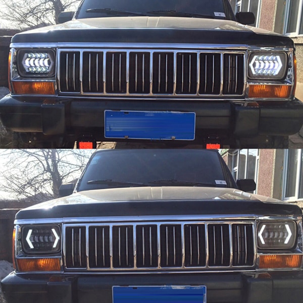 300W 7in LED-strålkastare för bil i aluminiumhölje, fyrkantig frontlampa, passar till Jeep Wrangler