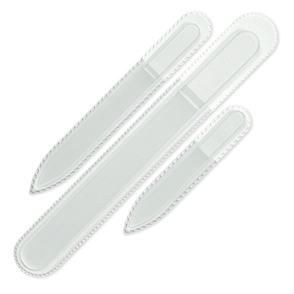3 stk Tjekkiske Glas Neglefiler, Vaskbare Dobbeltsidede Neglefiler, Ætsede Neglefiler - Krystal Neglefil til Naturlige Negle