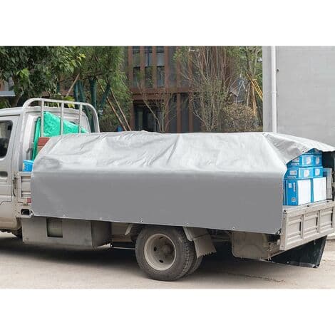 Bache de Protection PE Bache Piscine 3x3m 280g/m2,Couverture étanche bache imperméable et indéchirable, Gris/Vert