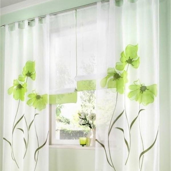 SIMPVALE 2 stk Gardinpanel Gardin Trykk Blomster Forheng for
