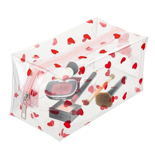 Vacuum-Transparent Cosmetic Bag-Red Love Color