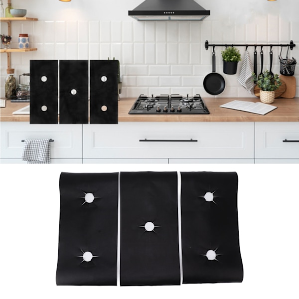 Gasspis Skydd, Brännarskydd Fiberduk Material Värmebeständigt Spisskydd Flexibel Passform för Alla Spisar, 3 st