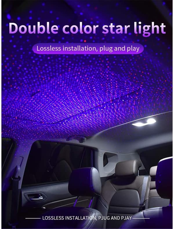 USB Nattlys Stjerneprojektor, 2 i 1 Auto Bil Tak LED Lys, A