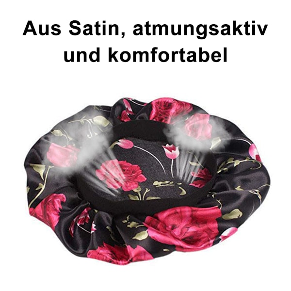 Satin sovmössa - enfärgad och stor blomma frisyr skyddande mössa - mjuk andningsbar band elastisk - 3-pack