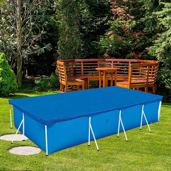 Poolskydd med ventilationshål för rektangulära ovanjordspooler, högkvalitativa material robusta och hållbara, 221X150Cm