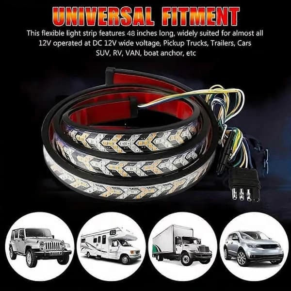 Advarselslys-stripe for kjøring, baklys-stripe for pickup, LED-baklukelys, baklys-tape, baklukelys-stripe, Strobe-bremselys