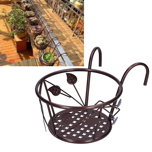Hängande blomkruka i smidesjärn, elegant och konstnärlig touch för trädgårdsinredning som en dekorativ blomställning, brons, utrymmeseffektiv