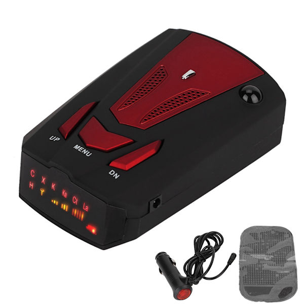 16 Frekvensbånd 360 Grader V7 GPS Bilhastighedssikkerhed Stemmealarm Laser Radar Detektor (Rød)