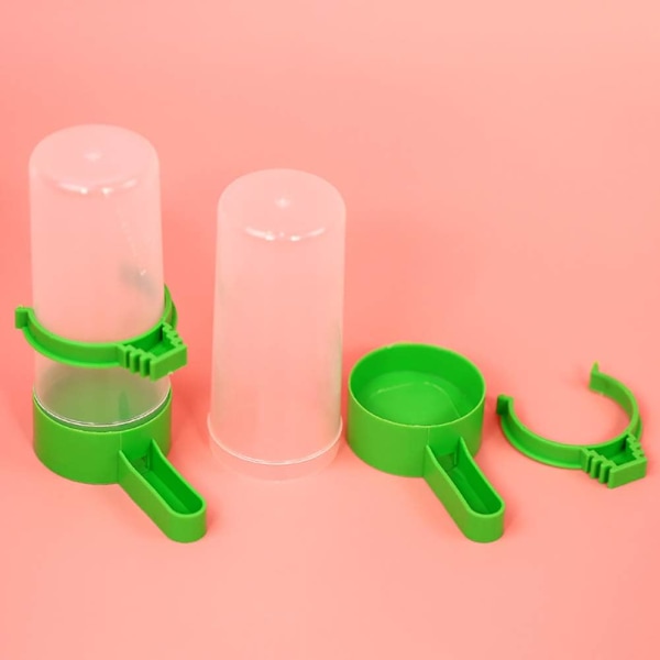 2-pack automatisk fågelmatare dispenser fågel vattenflaska drickare behållare vattenbehållare klämma hängande i fågelbur för papegojor undulat nymfkakadua