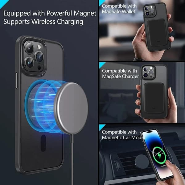 Magnetisk etui til iPhone 14 Pro Max (grå) – Magnetisk design, ridsefast og faldbeskyttende