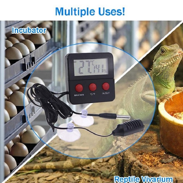 Essential Digital Hygrometer Termometer Mätare För Reptilterrarium, Noggrann Övervakning Inomhus Utomhus Temperatur Fuktighetsmätare, Snabb Respons