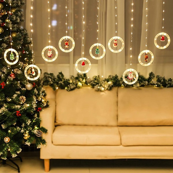 Jul Ljusslinga Gardin, Inomhusdekorationer Med Blinkande Julbelysning, 3M x 0.5M Högkvalitativa Säkra Och Hållbara Varmvita Leds, För Hem, Rum,