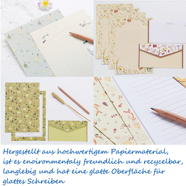 45 st vintage kuvert och brevpapper - 5 stilar