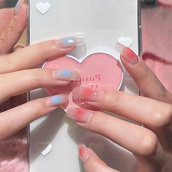 Franske Kiste Tryk-På Negle til Kvinder GlossyCover Falske Negle