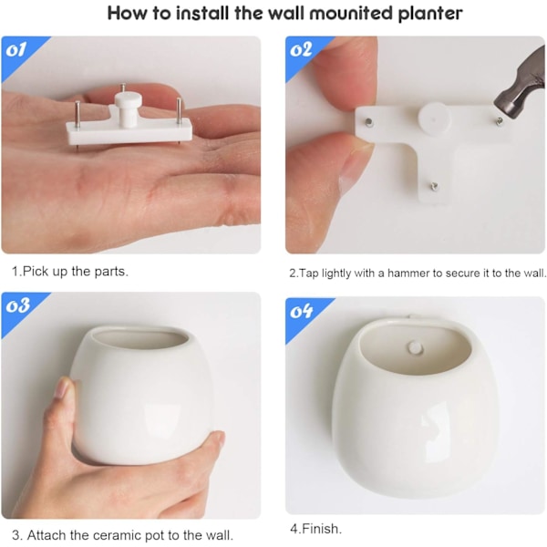 Minimalistisk Design Keramiska Väggkrukor För Hemmakontor, Högglansig Finish, Utan Dräneringshål, Multifunktionell Kruka För Luftväxter, Krukväxter