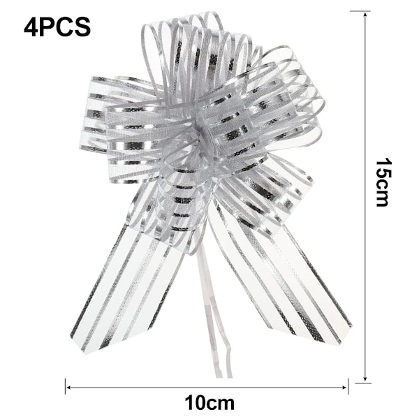 4-pack presentförpackningsdekoration - silver