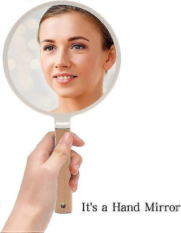 Håndspejl med håndtag til makeup til mænd og kvinder (rundt)