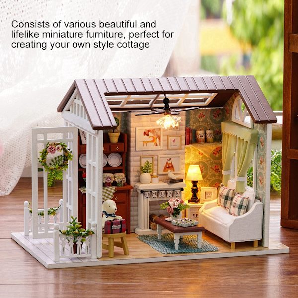 Romantisk Gåva Miniatyr Dockhus Kit, DIY Kreativt Rum med Dekorativa Möbler, Sött Dockhus Premium Material Säker Ofarlig Hållbar Användning för