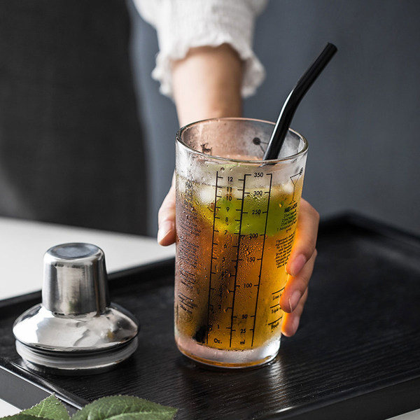 Glascocktail shaker med cocktailrecept, klar glas shaker
