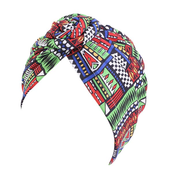 Geometrisk blågrön bohemisk vindmunk turban mössa knutskydd han