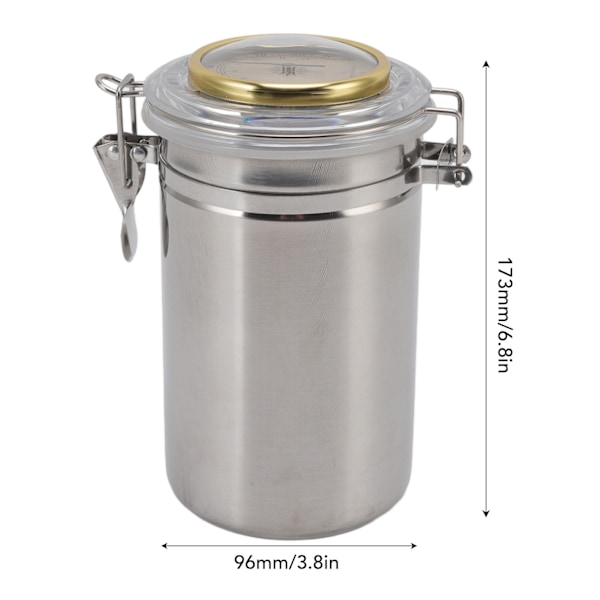 Cigar Jar i Rustfrit Stål med Silikonring og Hygrometer Vandtæt Forseglingsbeholder til Hjemmet 96mmx173mm/3.8x6.8in